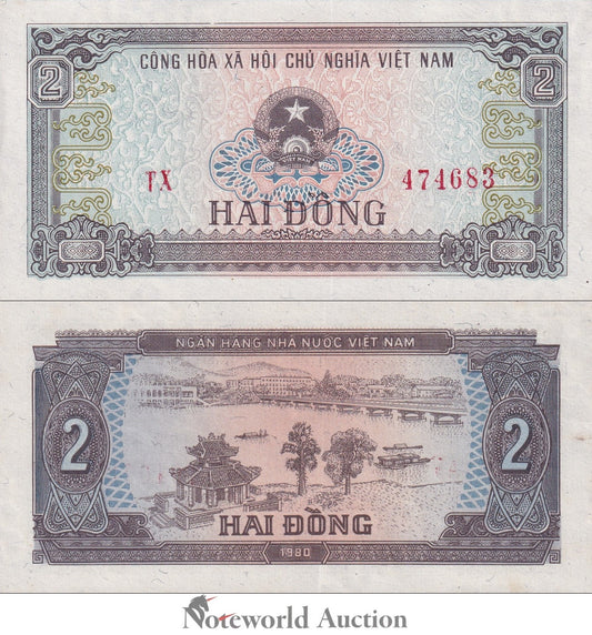 VIET NAM VIETNAM 2 Dong 1980 P 85 Foxing UNC