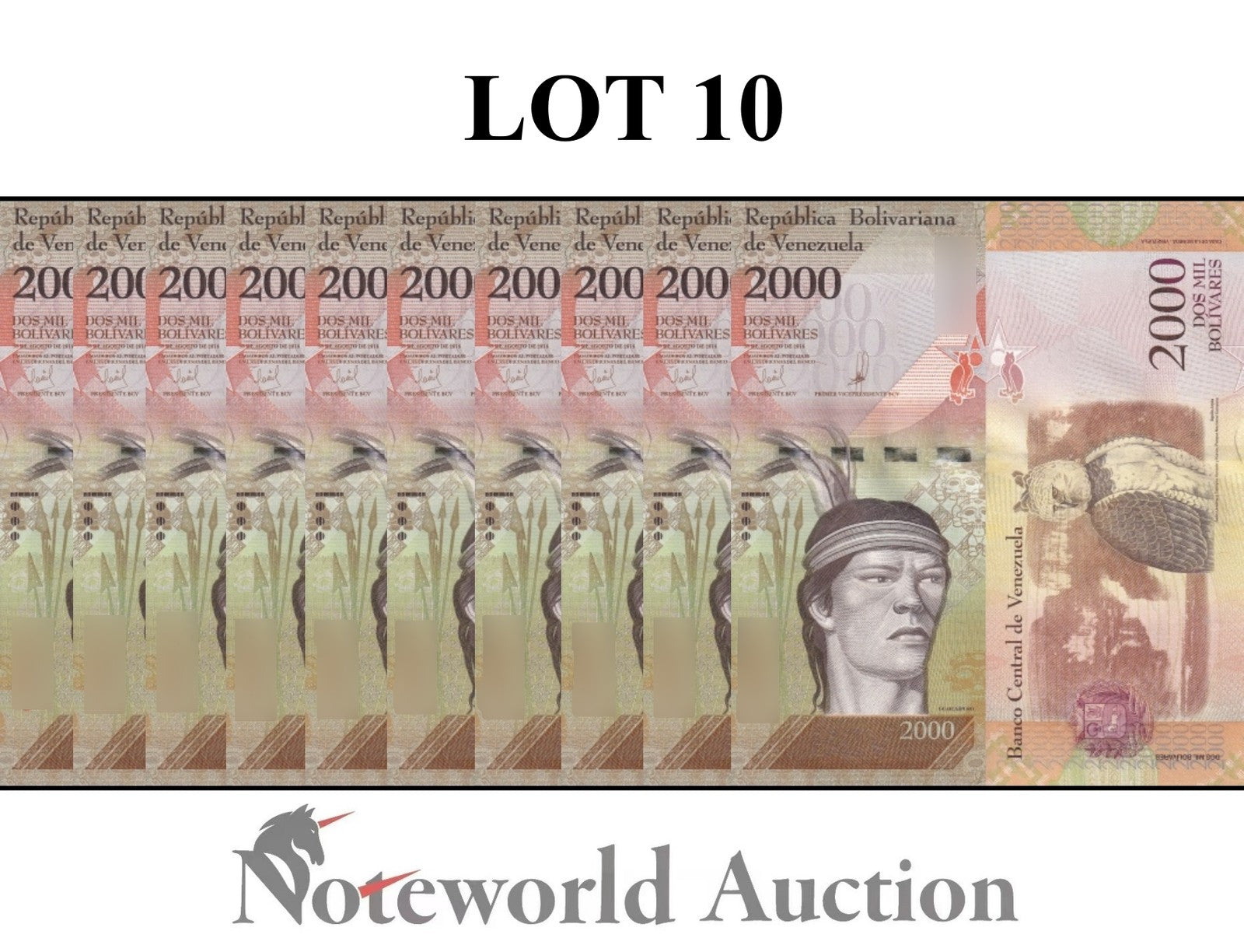 VENEZUELA 2000 Bolivares 2016 P 96b Lot 10 pcs 1/10 Bundle UNC