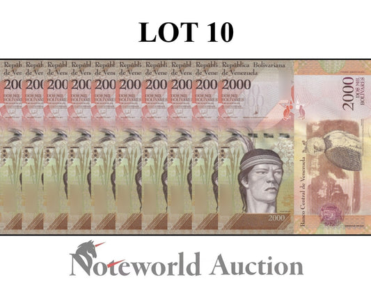 VENEZUELA 2000 Bolivares 2016 P 96b Lot 10 pcs 1/10 Bundle UNC