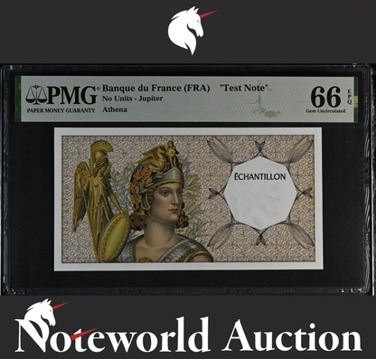 Banque du France (FRA) Test Note No Units - Jupiter Athena UNC PMG 66 EPQ