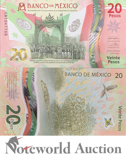 MEXICO Commemorative 20 Pesos 2022 P 132 Polymer UNC