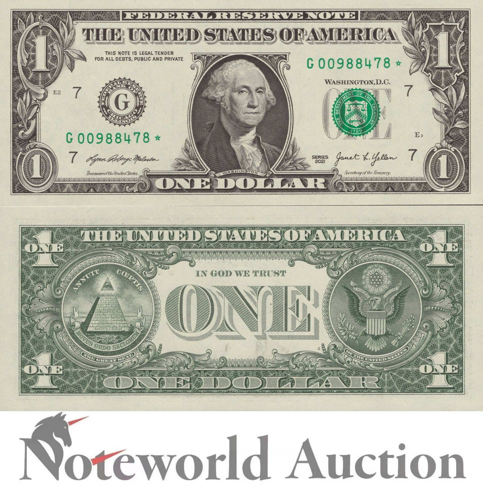 UNITED STATES USA 1 Dollar 2021 P 549* Replacement Chicago IL G UNC
