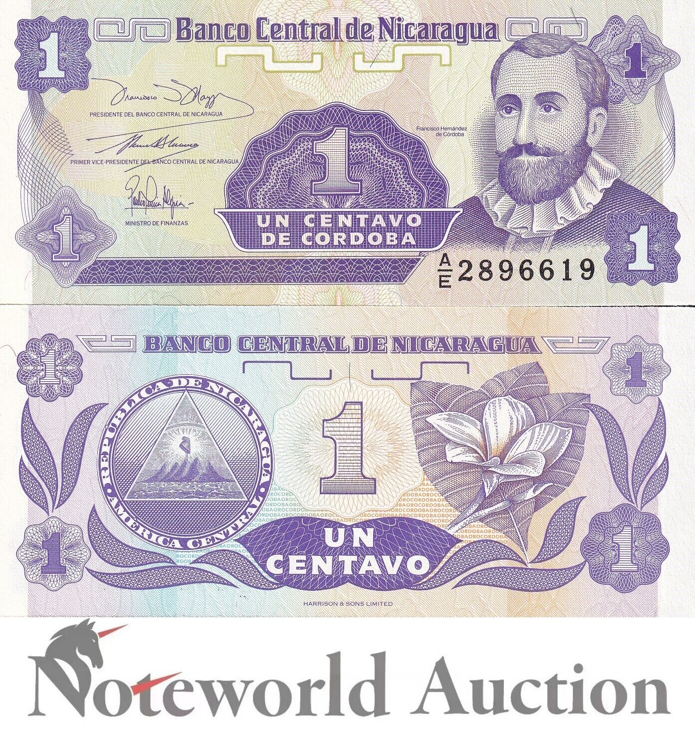 NICARAGUA Lot 10 pcs 1/10 Bundle - 1 Centavo ND 1991 P 167 UNC