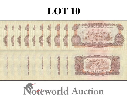 VIET NAM VIETNAM SOUTH 1 Dong ND 1963 P R4 Less Lot 10 pcs 1/10 Bundle AU UNC