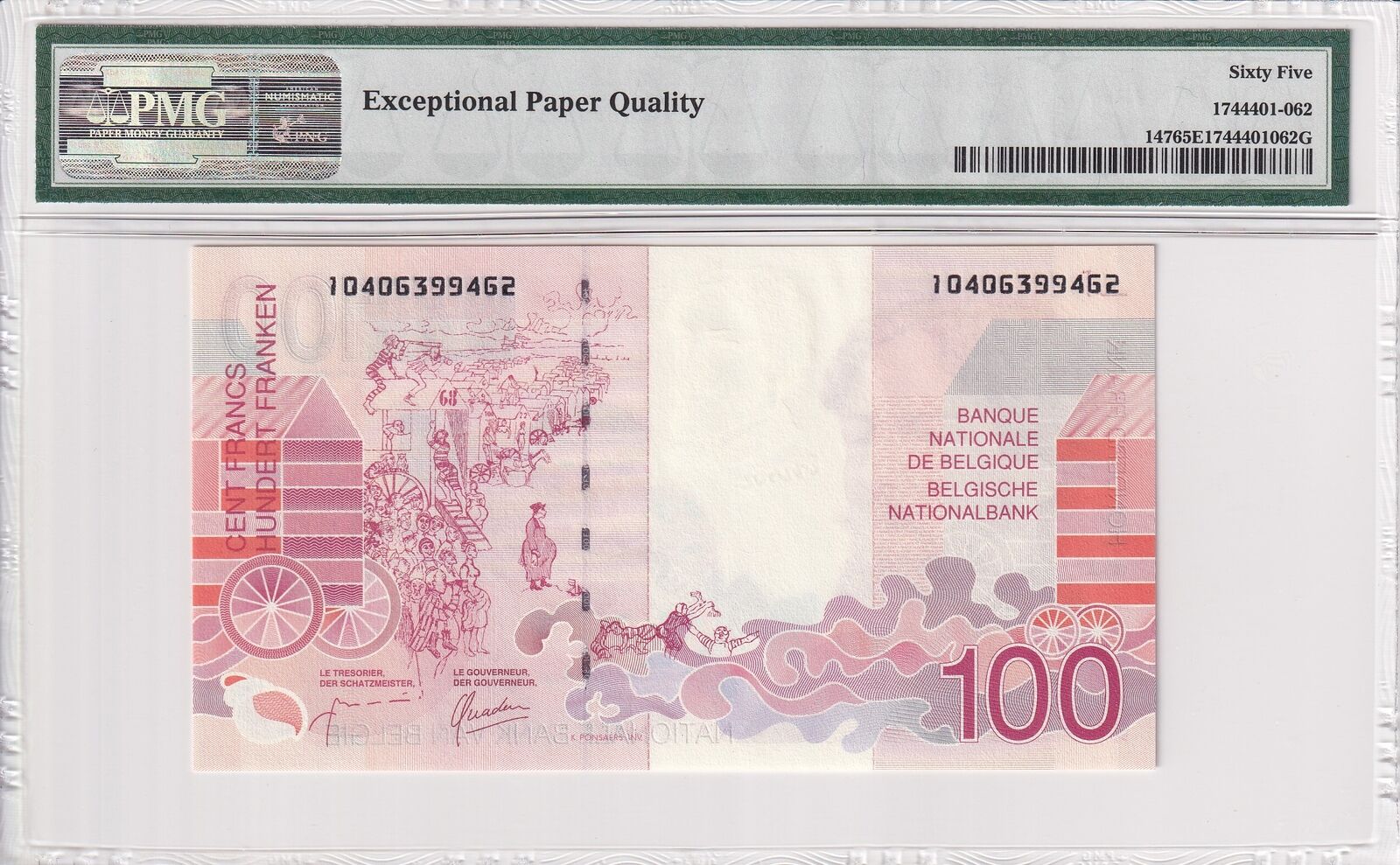 BELGIUM 100 Francs 1995-2001 P 147 UNC PMG 65 EPQ