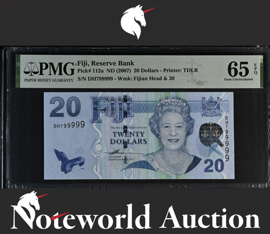 Fiji 20 Dollars ND (2007) P 112a Almost SOLID No. 799999 UNC PMG 65 EPQ