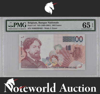Belgium Banque Nationale 100 Francs ND (1995-2001) P 147 UNC PMG 65 EPQ