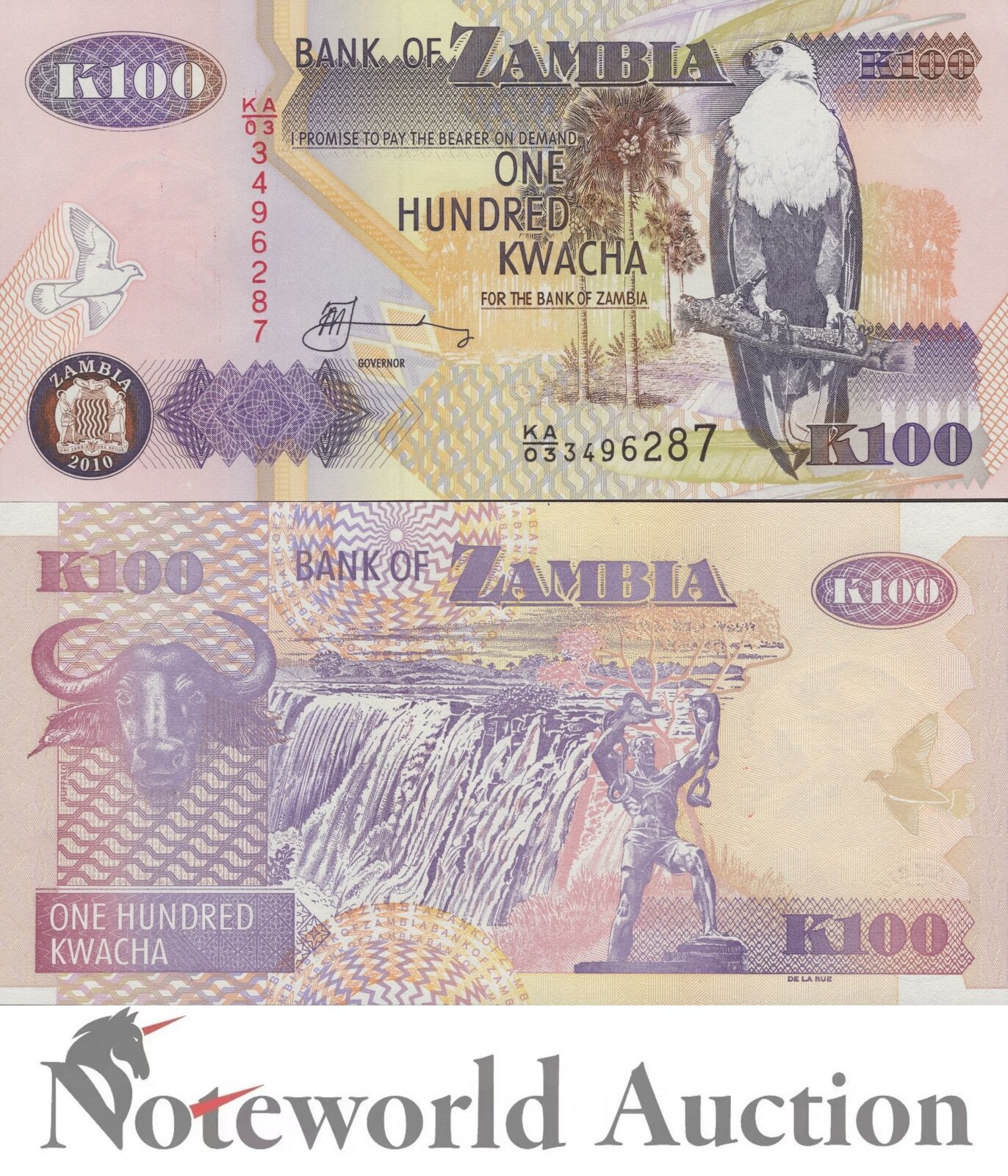 ZAMBIA 100 Kwacha 2010 P 38i UNC