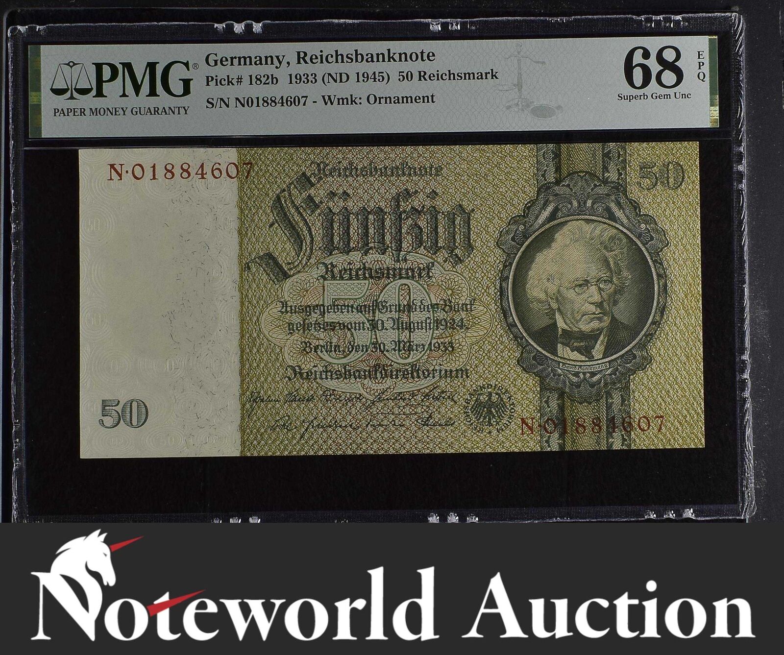 GERMANY 50 Reichsmark 1933(ND 1945) P 182b Superb Gem UNC TOP POP PMG 68 EPQ