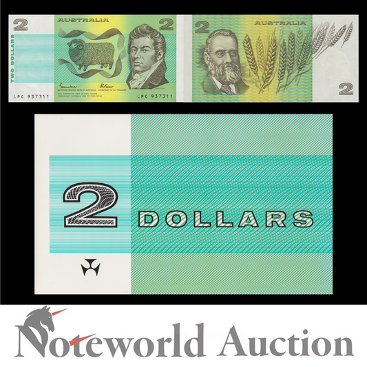 AUSTRALIA 2 Dollars 1983 P 43 Johnston Fraser With Folder UNC