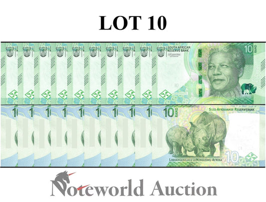 SOUTH AFRICA LOT 10 pcs 1/10 Bundle -  10 Rand 2023 P 148 UNC