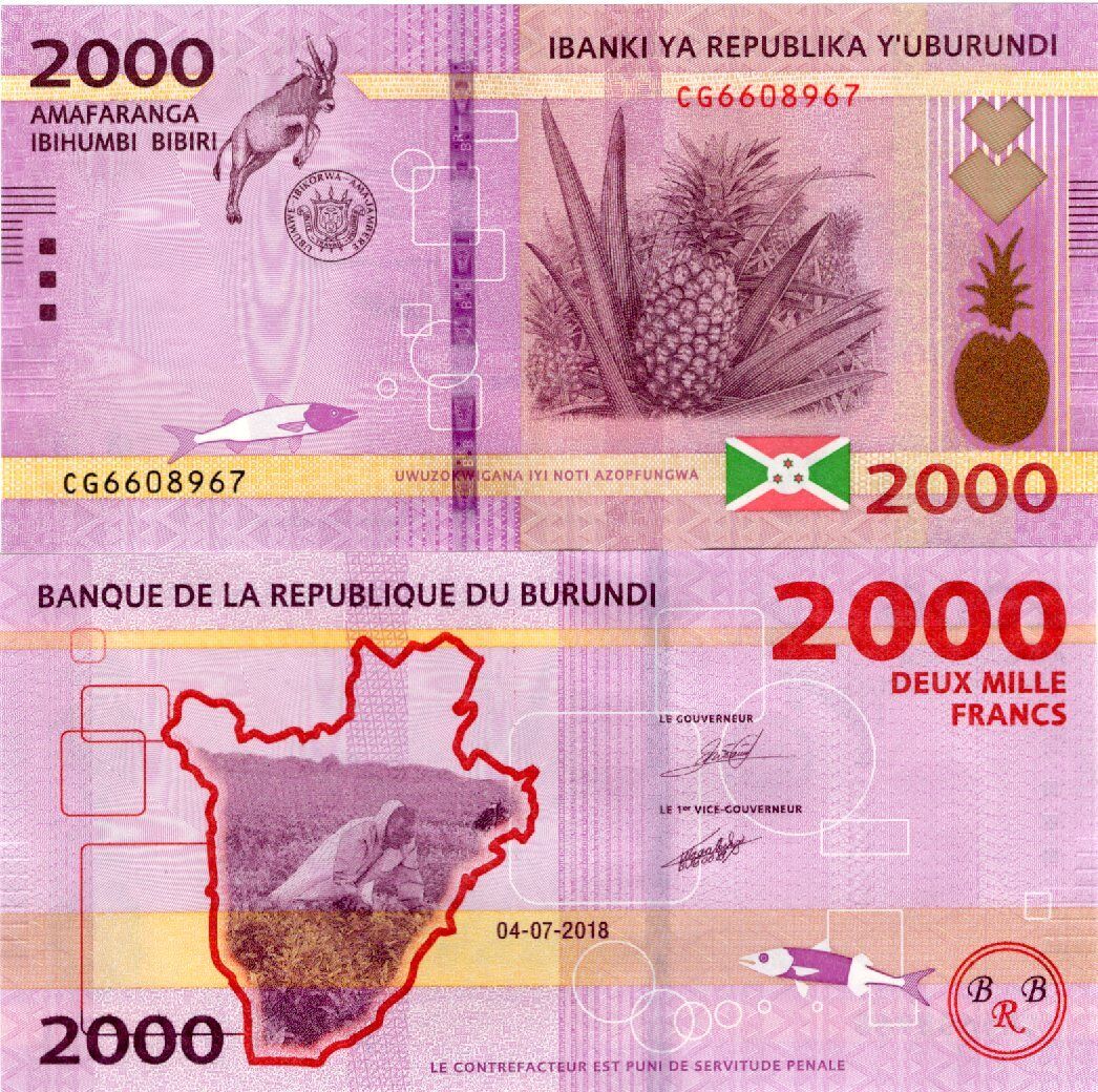 BURUNDI Lot 5 pcs 1/20 Bundle - 2000 Francs 2018 P 52 UNC