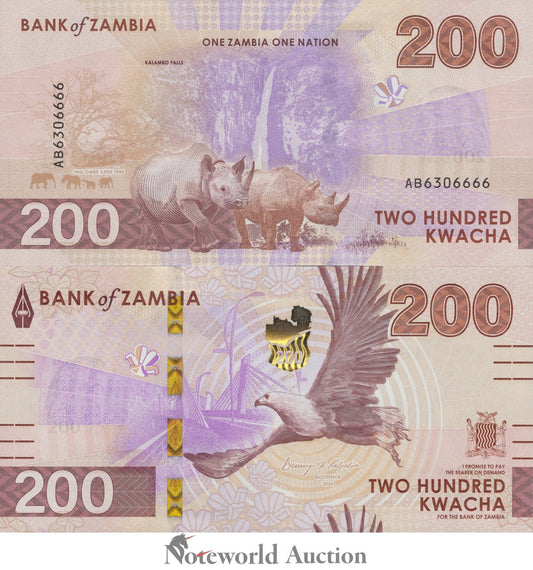 ZAMBIA 200 Kwacha 2024 2025 P New Issue UNC