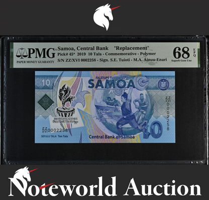 Samoa ZZ Replacement 10 Tala 2019 COMM. Polymer P 45* UNC PMG 68 EPQ TOP POP