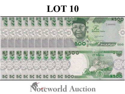 NIGERIA 500 Naira 2023 P 48 Lot 10 pcs 1/10 Bundle UNC