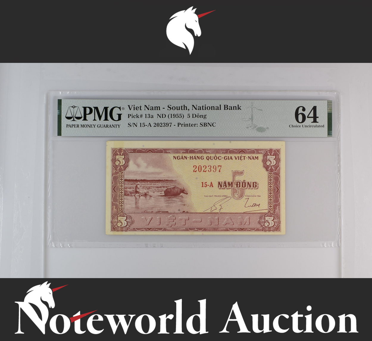 Viet Nam South National Bank 5 Dong ND (1955) P 13a UNC PMG 64