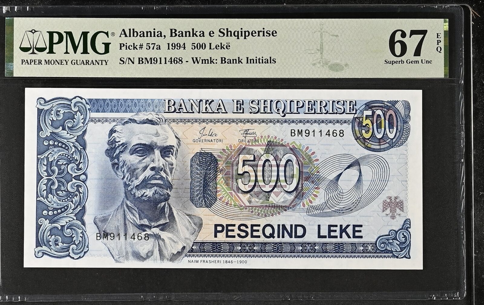 ALBANIA 500 Leke 1994 P 57a UNC PMG 67 EPQ