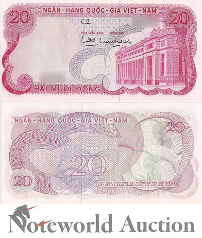 VIET NAM VIETNAM SOUTH 20 Dong ND 1969 P 24 FOXING UNC