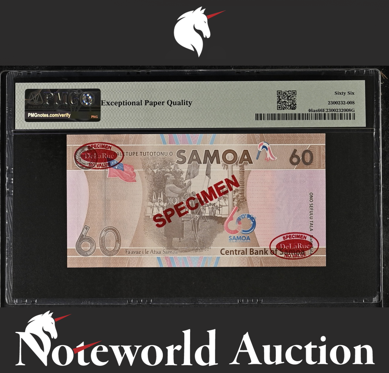 Samoa SPECIMEN 60 Tala ND (2023) Commemorative P 46as UNC PMG 66 EPQ