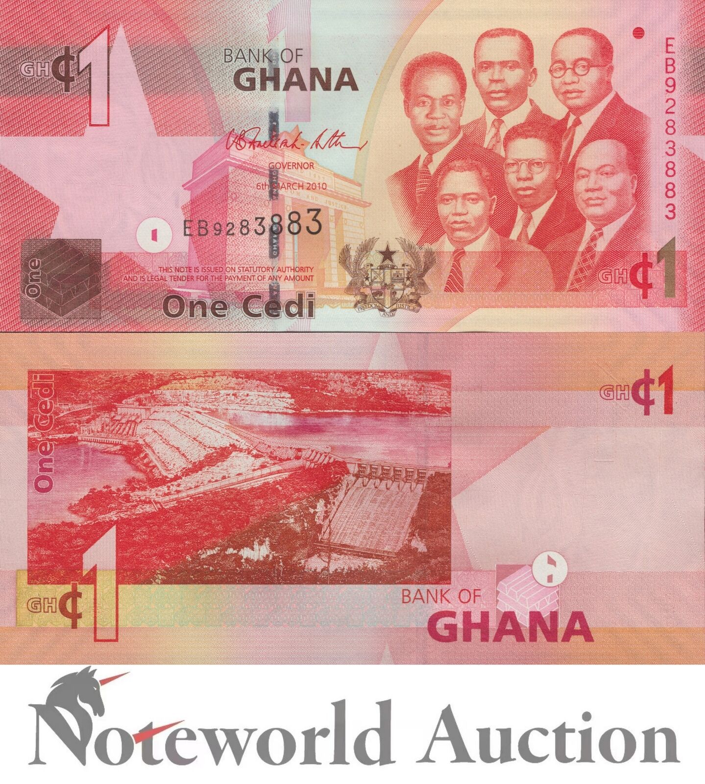 GHANA 1 Cedi 2010 P 37b UNC