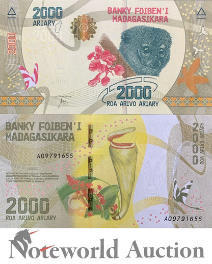 MADAGASCAR 2000 Ariary 2017 P 101 Lemur UNC