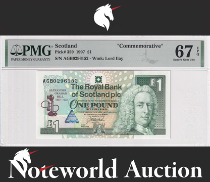 Scotland Commemorative 1 Pound 1997 P 359 UNC PMG 67 EPQ 2nd TOP POP