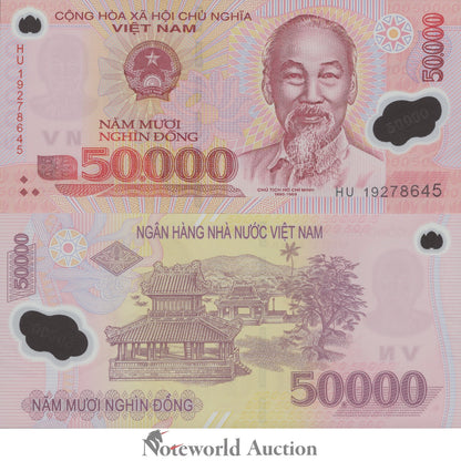 VIET NAM VIETNAM 50000 Dong 2019 P 121 Polymer Lot 3 pcs UNC