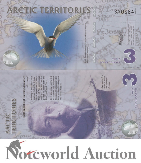 ARCTIC TERRITORIES TEST NOTE - 2011 Polymer Series 3A Polar Bird UNC