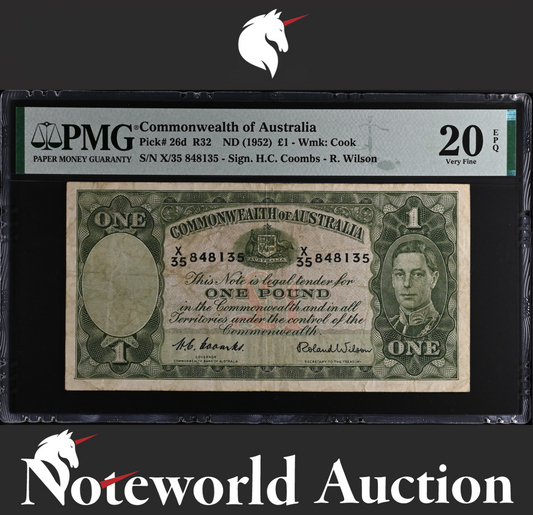 Commonwealth of Australia 1 Pound ND (1952) P 26d VF PMG 20 EPQ