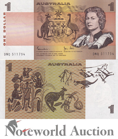 AUSTRALIA 1 Dollars 1974-1983 P 42 QEll Random Sign Lot 5 pcs 1/20 Bundle UNC