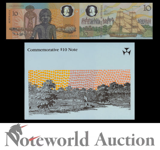 AUSTRALIA 10 Dollars 1988 P 49a Commemorative Polymer Prefix AA With Folder UNC