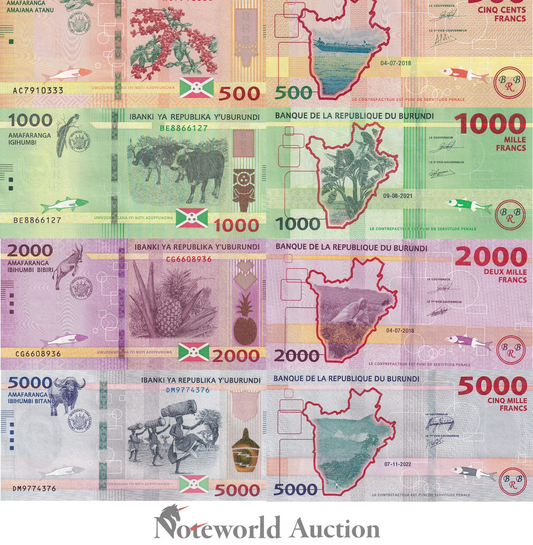 BURUNDI Set 4 pcs - 500 1000 2000 5000 Francs 2022 / 2023 P 50 51 52 58 UNC