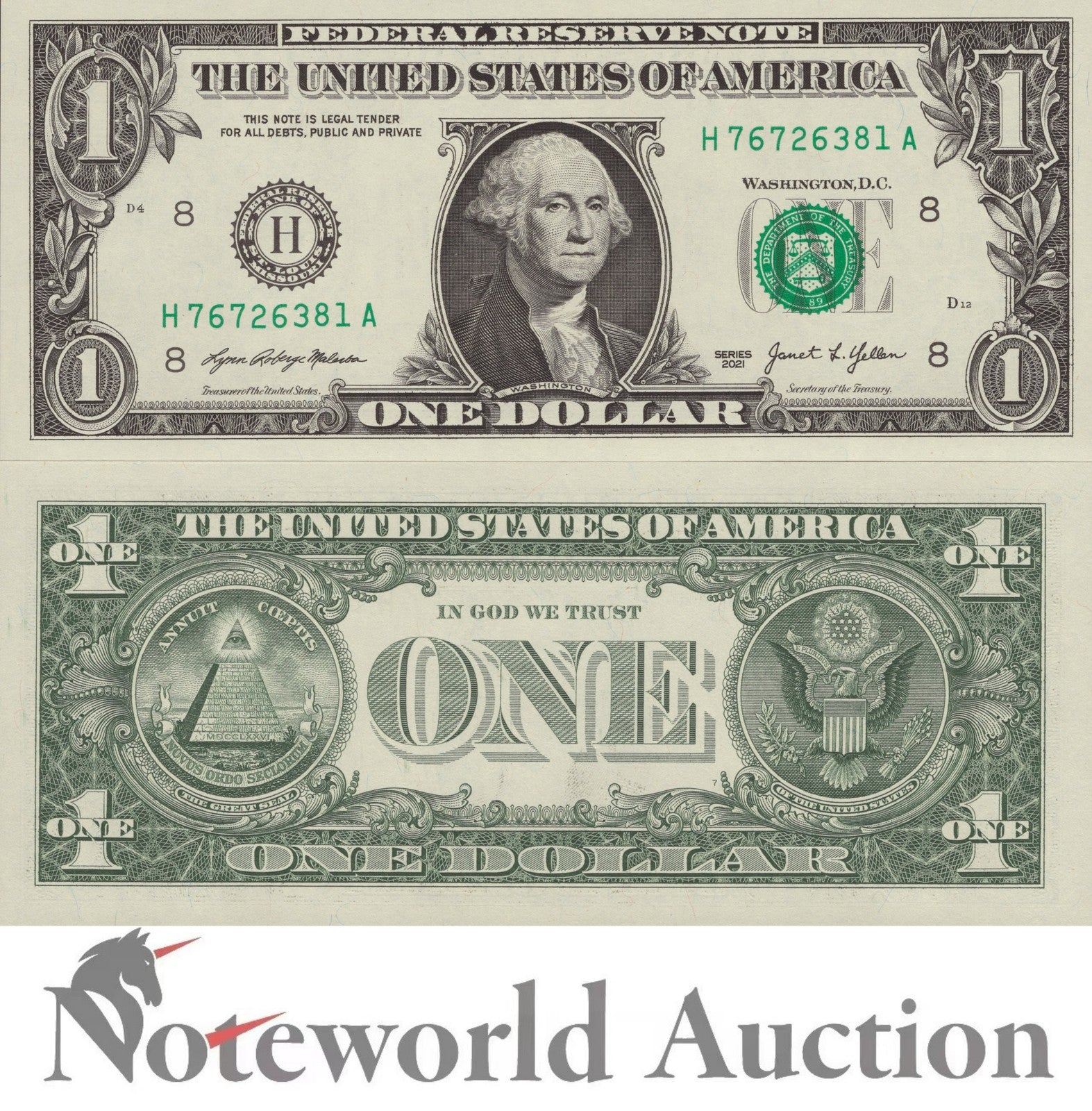UNITED STATES USA 1 Dollar 2021 P 549 St Louis MO New Signatures UNC