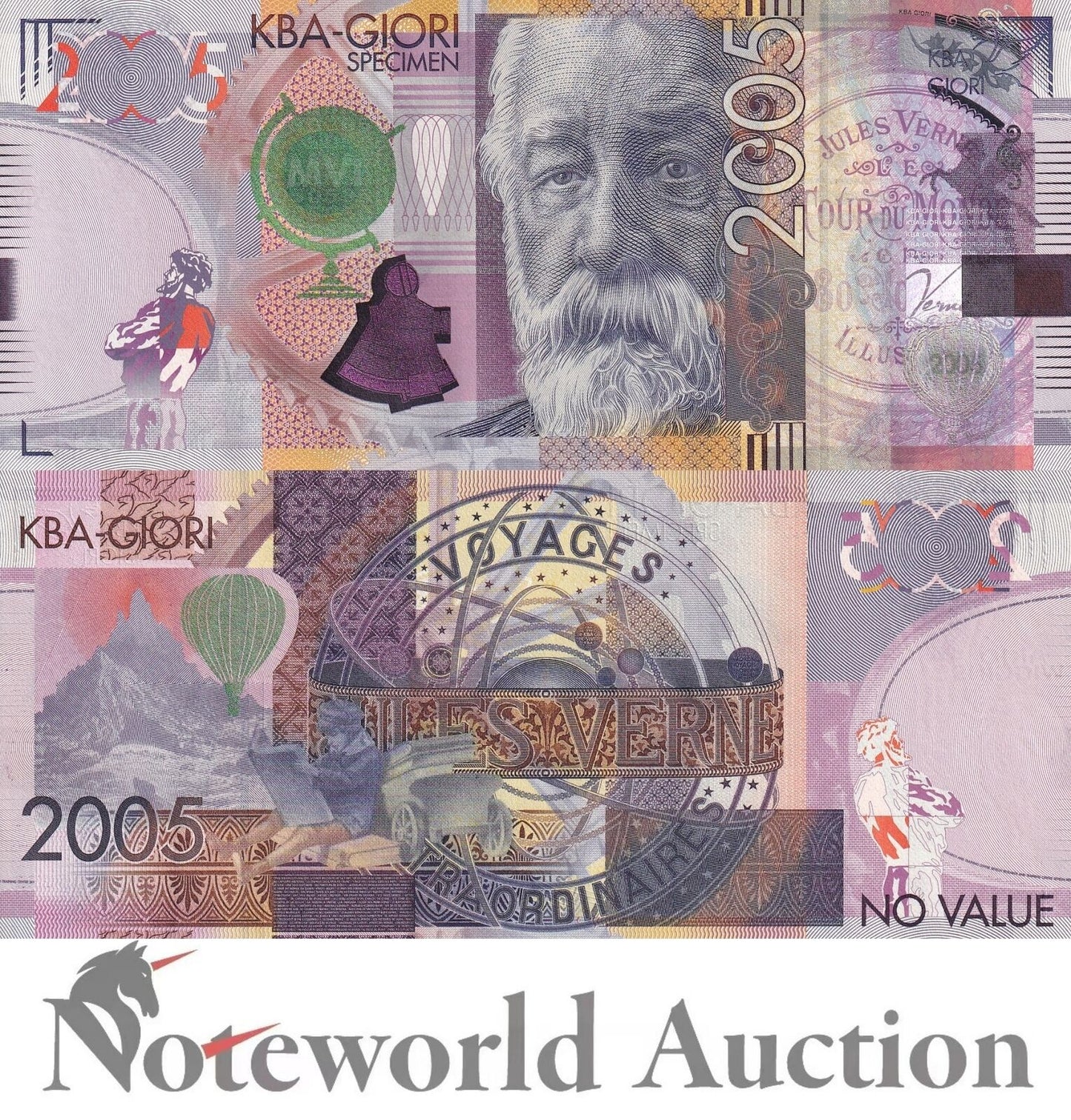 KBA GIORI TEST NOTE - 2005 Advertising note Specimen  Jules Verne Type 2