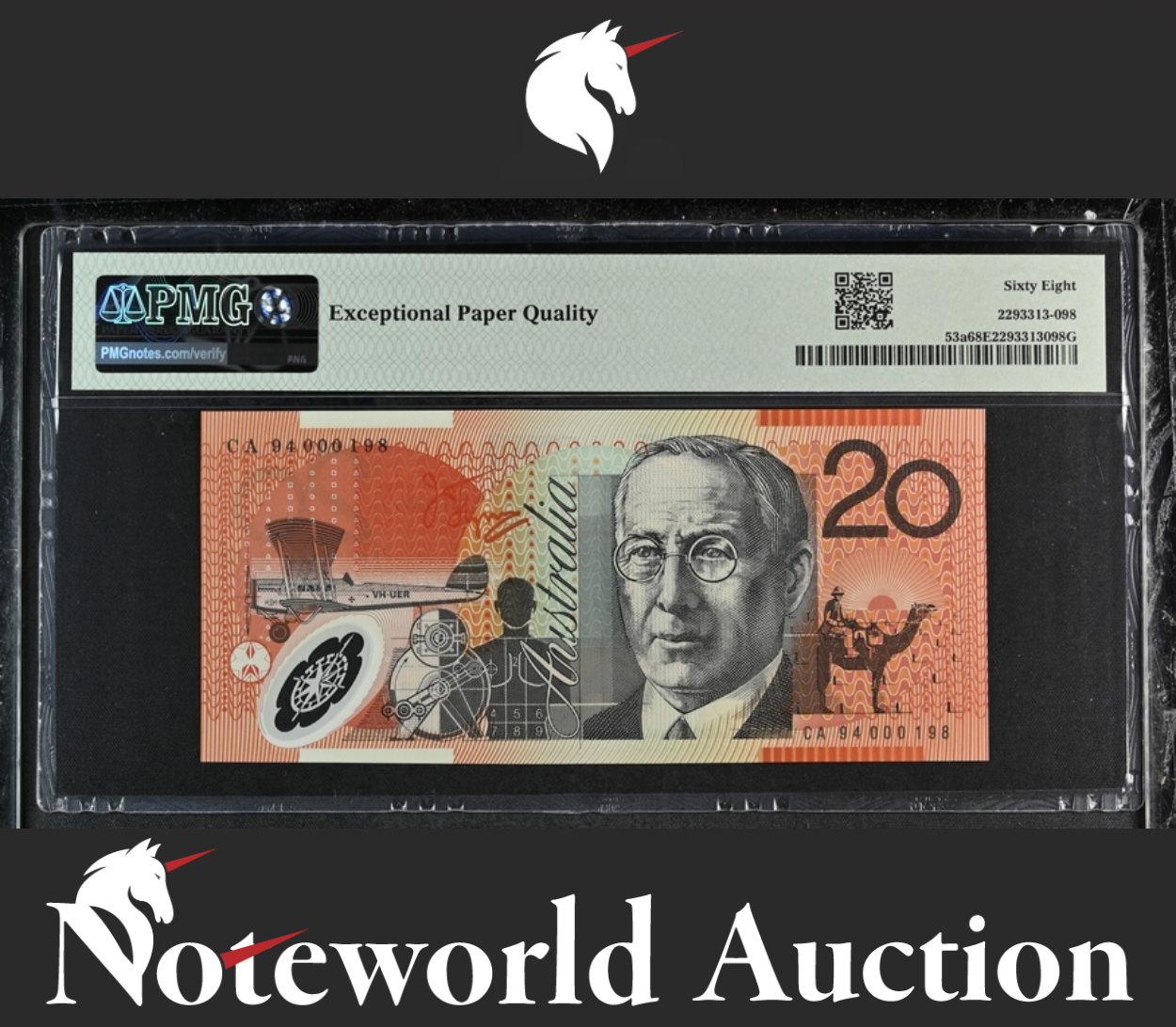 Australia 20 1994 P 53a Polymer Fancy LOW SERIAL No. 198 UNC PMG 68 EPQ TOP POP