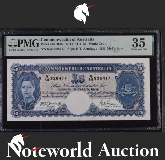 Commonwealth of Australia 5 Pounds P 27b 1941 Armitage McFarlane VF PMG 35