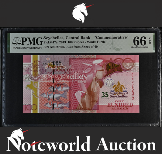 Seychelles Central Bank Commemorative 100 Rupees 2013 P 47a UNC PMG 66 EPQ