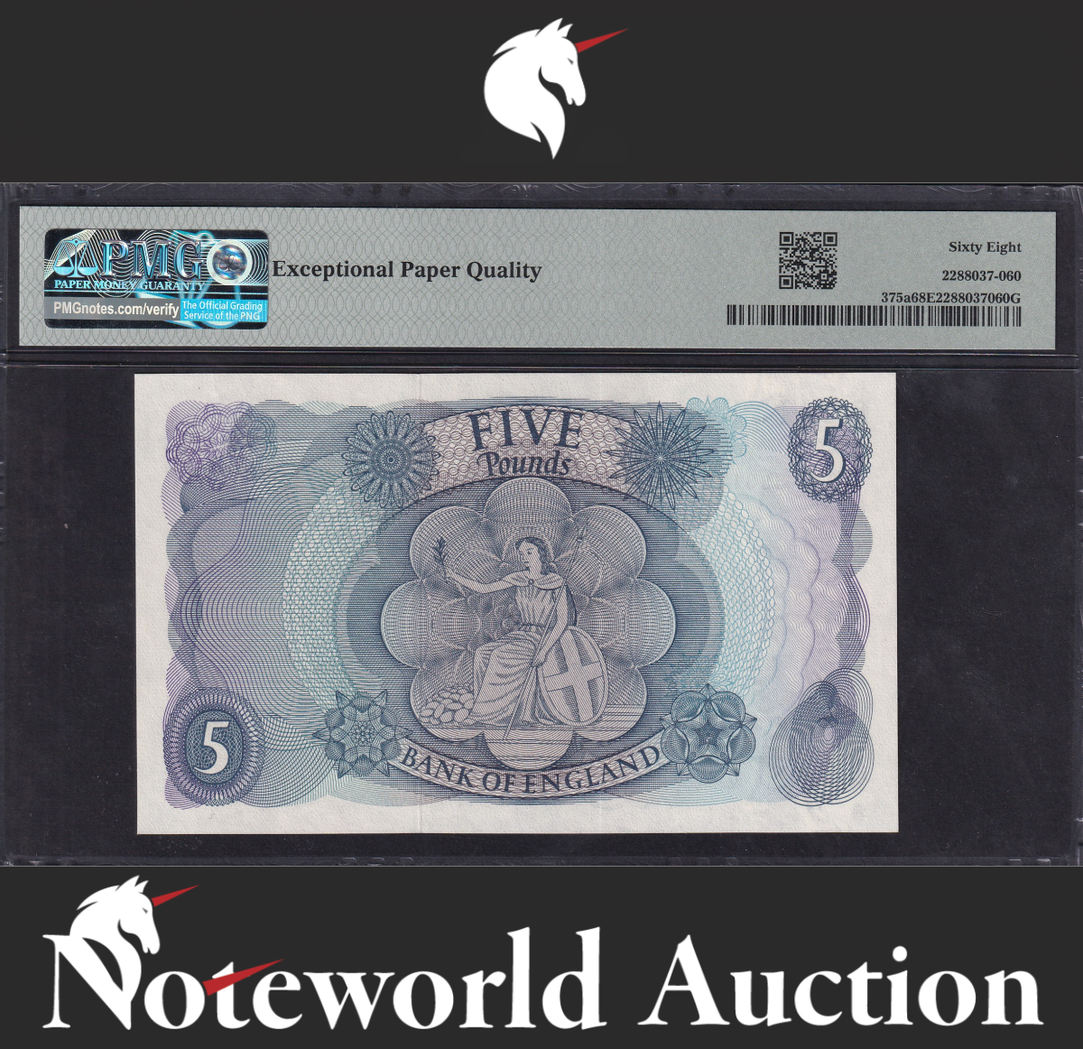 Great Britain 5 Pounds ND (1963-1966) P 375a UNC PMG 68 EPQ 2nd TOP POP