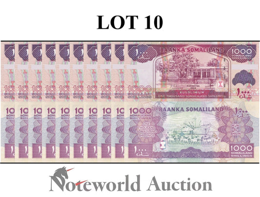 SOMALILAND 1000 Shillings 2014 P 20c LOT 10 pcs 1/10 Bundle UNC