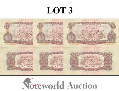 VIET NAM VIETNAM SOUTH 1 Dong ND 1963 P R4 Lot 3 pcs AU UNC