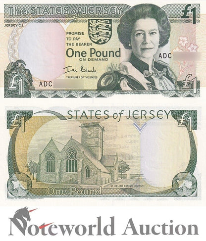 JERSEY 1 Pound 2000 P 26b QEII 3 Letters Serial Prefix UNC