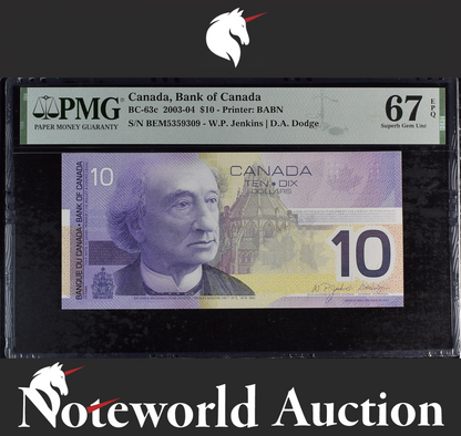 Canada Bank of Canada $10 (2001) 2003-04 BC- 63c UNC PMG 67 EPQ