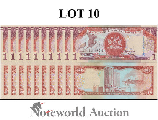 TRINIDAD & TOBAGO 1 Dollar 2006 P 46A Lot 10 pcs 1/10 Bundle UNC
