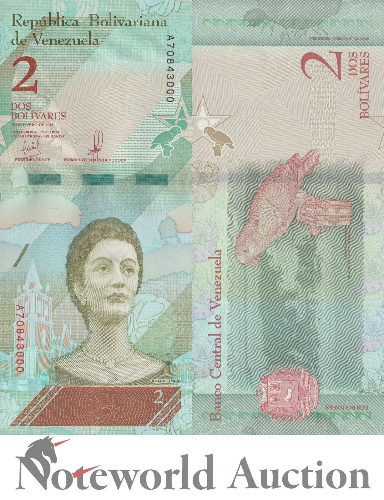 VENEZUELA 2 Bolívares 2018 P 101 UNC