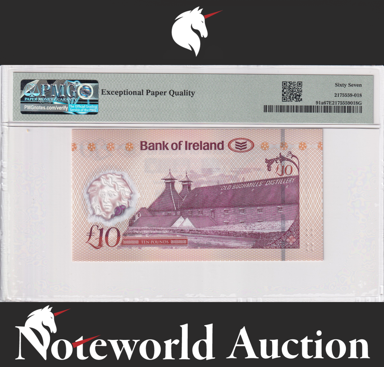 Ireland Northern Bank of Ireland £10 2017 P 91a Polymer Prefix AA UNC PMG 67 EPQ