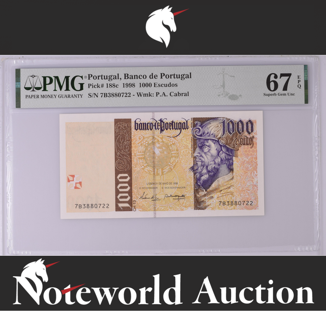 Portugal Banco de Portugal 1000 Escudos 1998 P 188c UNC PMG 67 EPQ