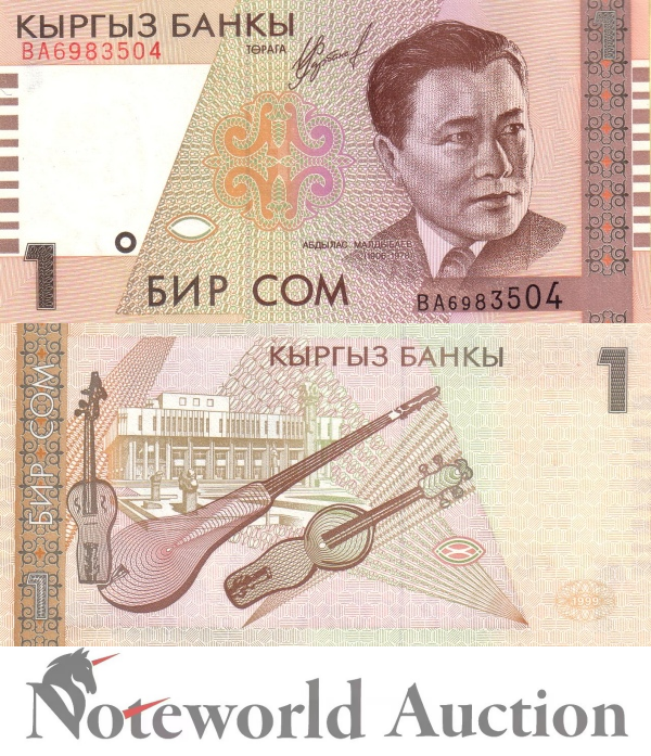 KYRGYZSTAN 1 Som 1999 P 15 UNC