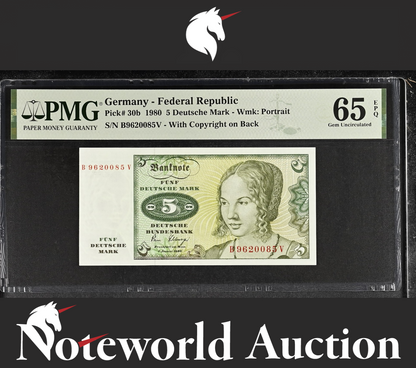 Germany Federal Republic 5 Deutsche Mark 1980 P 30b UNC PMG 65 EPQ