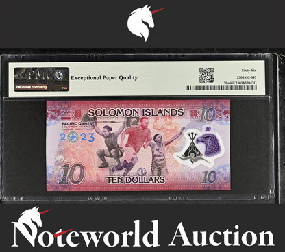Solomon Islands COMM. 10 Dollars 2023 P 39a Polymer LOW No. 50 UNC PMG 66 EPQ
