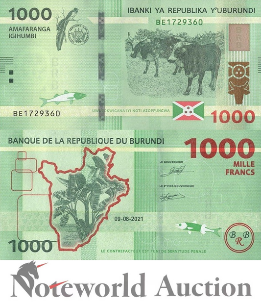 BURUNDI 1000 Francs 2021 P 51 UNC